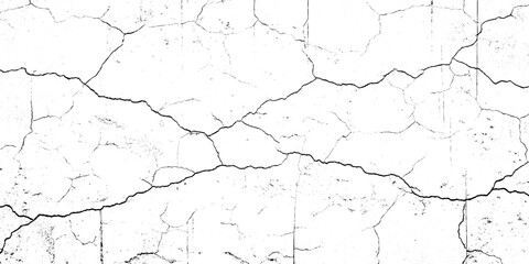 Vector Black and white cracked wall, old wall, grunge wall paint effect, grungy transparent texture background. Vector grunge cracked texture style with cracked texture.