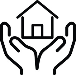 Hands holding house icon. house icon with hands concept. isolated on white background