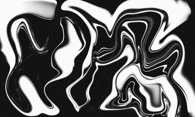 Abstract black and white pattern with swirling lines and grainy texture creates a dynamic design