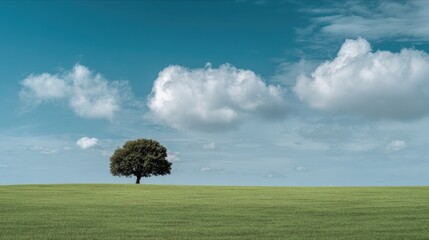 Lonely tree open field sky