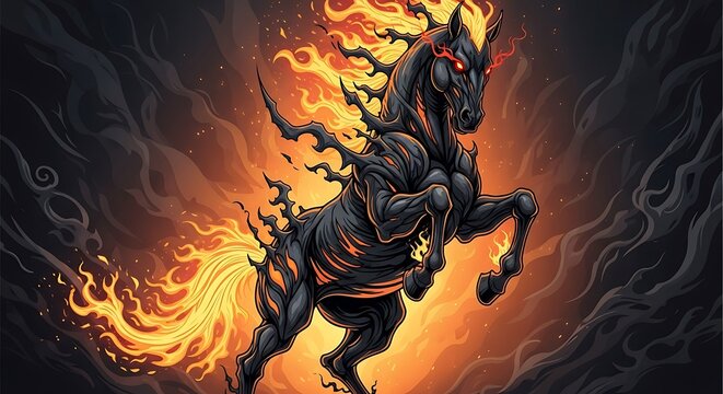 Fiery Black Horse of Myth.