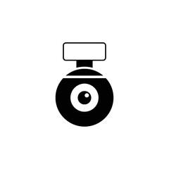 Black and white icon of a stylized webcam or small security camera with a single lens, representing video communication or surveillance.