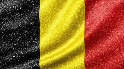 Glittering Belgium Flag Wallpaper - A shimmering video of the Belgium flag with a glittering effect. The flag's three vertical stripes of black, yellow, and red are enhanced with sparkling particles. - Powered by Adobe