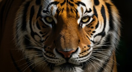 Obraz premium Tiger illustration. Powerful and majestic big cat predator with bold stripes. Symbol of strength, courage, and wilderness. Perfect for wildlife, nature, and education projects.