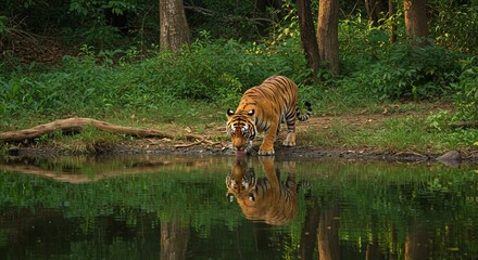 Tiger illustration. Powerful and majestic big cat predator with bold stripes. Symbol of strength, courage, and wilderness. Perfect for wildlife, nature, and education projects.