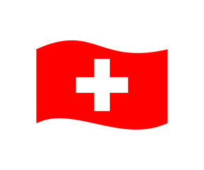 Swiss waving flag icon. Switzerland flag icon vector design and illustration.

