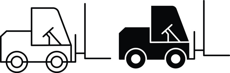 Forklift Icon, Warehouse, Industrial Lifting, and Logistics Equipment Symbol and Vector Silhouette..eps