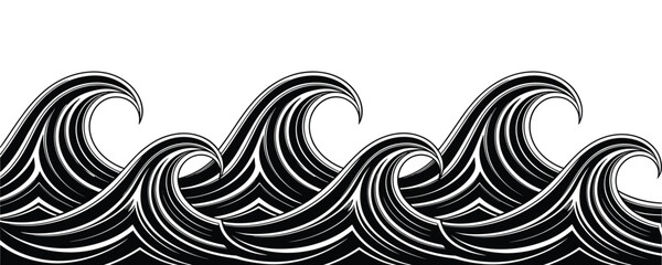 Ocean Wave Vector Illustration Pattern Design Water Graphic Surf Background