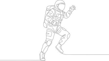 Minimalist Single Line Drawing Astronaut In Space Suit Exploration Adventure © futureart