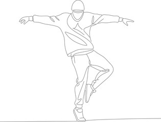 Minimalist Line Art Dancer Performing Balance Silhouette Pose Illustration