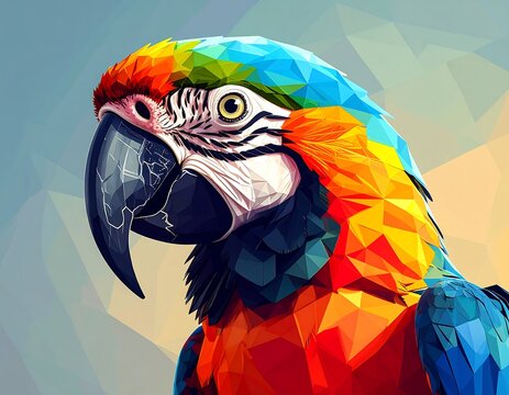 Colorful polygonal parrot portrait (1)