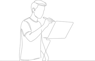 Continuous Line Drawing Man Using Digital Pen Tablet for Design