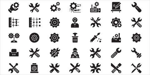 Fototapeta premium Vector icons set of black silhouette people symbols for business and social media