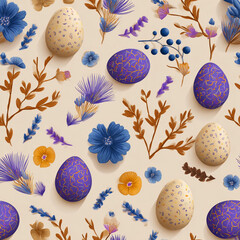 A light spring pattern consisting of attributes of the spring holiday