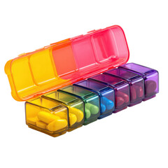 Colorful daily pill organizer with multiple compartments for easy medication management