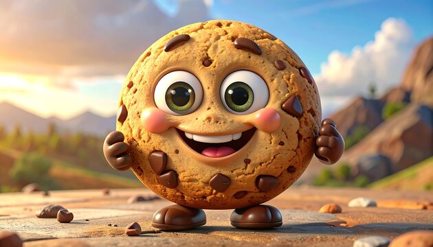 Cartoon cookie with happy expression (1)