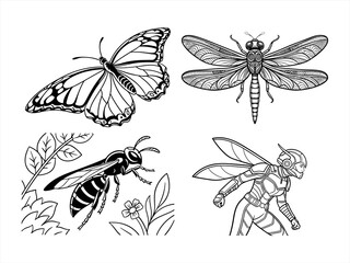 coloring page line art the butterfly black vector bundle