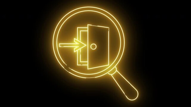 magnifying glass icon and entrance icon