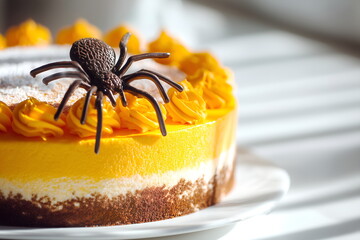 Close-up of a chocolate spider for Halloween.