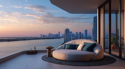 Luxury balcony cityscape view