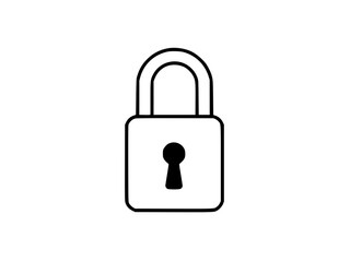 Simple black and white illustration of a closed padlock, representing security.