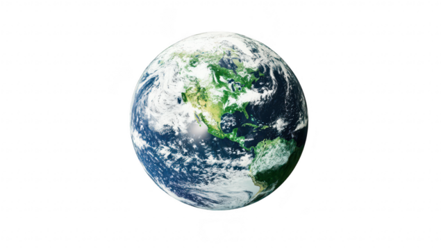 A beautifully rendered 3D globe of Earth North and South America with colors. set against a clean white background. ideal for educational and environmental themes - Powered by Adobe
