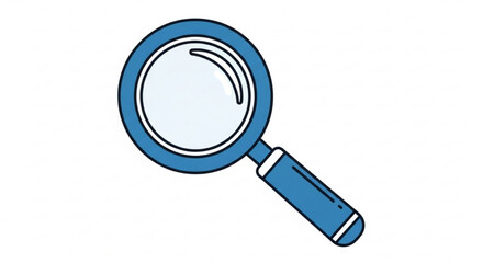 Illustration of a blue magnifying glass, a tool for searching and exploring information in detail and clarity