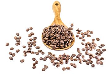 Obraz premium Brazil coffee seeds, arabic seeds seeds on white background, isolated copyspace