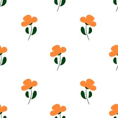 seamless background with orange flowers 