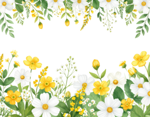 white yellow wildflower watercolor borde