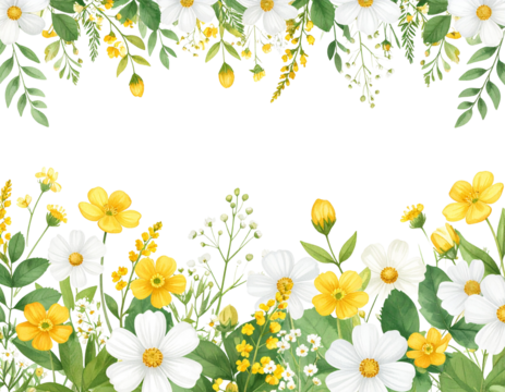 white yellow wildflower watercolor borde