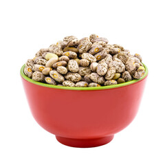 carioca bean seeds, brazilian beans, seeds on white background, isolated copyspace