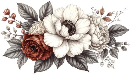 Delicate floral bouquet in muted tones