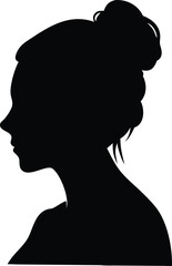 woman with messy bun hair vector silhouette 