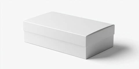 Naklejka premium Rectangular white box, blank container, ready to be filled on clean white background. White box is simple, elegant packaging, perfect for product presentation and gifts.