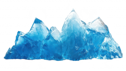 A stunning arrangement of blue crystal mountains. sharp peaks and translucent facets. set against a white background. ideal for use in design. decor. or nature-themed projects