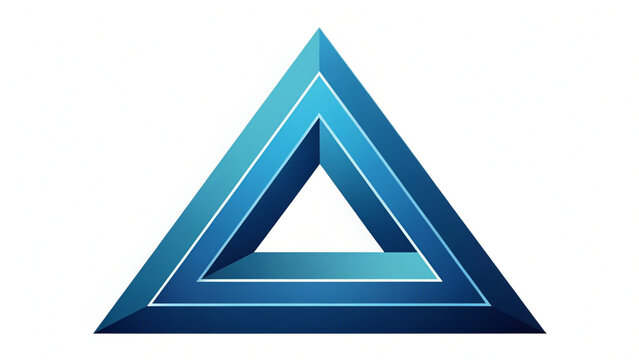 A blue optical illusion triangle with three layers on a white background creating a moebius effect