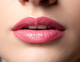 Fototapeta premium Close-up woman's lips, pink lipstick