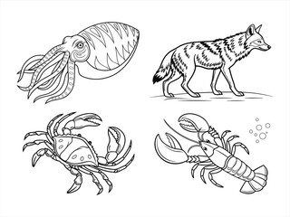 coloring page line art the fish black vector bundle