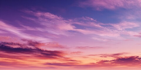 Obraz premium Serene Sunset Skies with Gradients of Pink, Orange, and Purple Creating a Calming Atmosphere Over Tranquil Horizon
