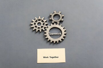 Three Gears Showing Teamwork and Working Together Concepts