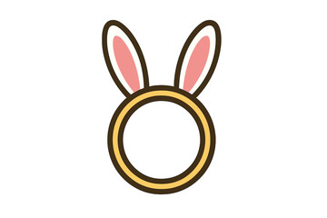 Obraz premium Easter bunny ears headband vector illustration. Cute rabbit ears on a round hoop frame, perfect for selfie filters, photo booth props, and holiday party costume accessories.
