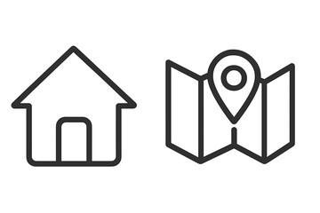 Traffic light icon and location sign vector illustration, linear style set with transparent background, road safety symbols, navigation icons, directional signs, urban traffic control visuals