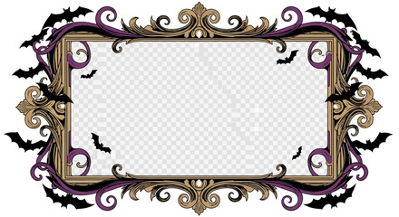 Create spooky invitations with this ornate vintage frame and fluttering bats, perfect for Halloween parties and themed celebrations of the eerie season!