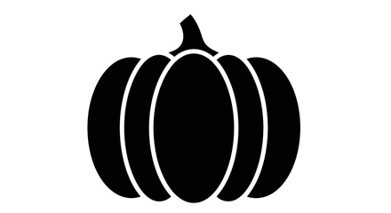 Elegant black pumpkin icon for Halloween designs or autumn harvest festivals, perfect for invitations, crafts, and spooky season projects