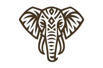 Stylized geometric elephant head vector logo icon. Tribal African or Polynesian tattoo design inspiration. Modern, minimalist wild animal symbol for safari or nature brand.