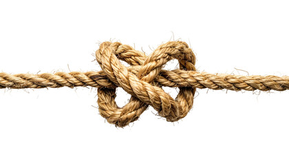 Fototapeta premium Braided brown rope with complex knot tied firmly