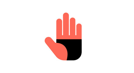 Stylized red/black hand graphic