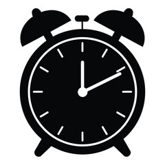 Classic alarm clock silhouette icon for time management and wake up reminders silhouette