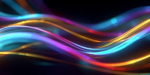 Abstract Digital Background with Colorful Light Lines and Motion Effect for Technology and Design Concepts